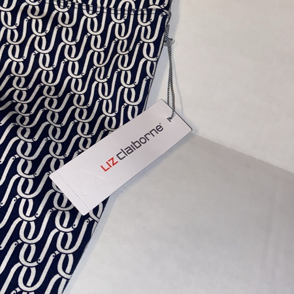 Liz Claiborne New Women’s Size Medium Navy Blue And White Leggings - Picture 7 of 9